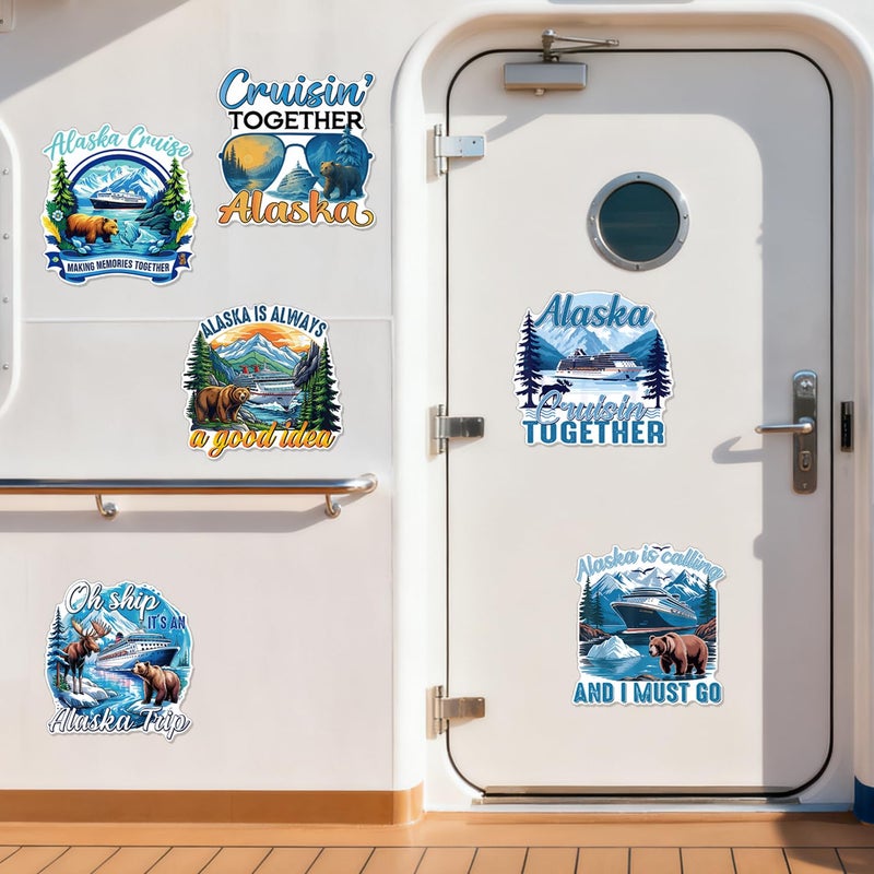 Wxiben Alaska Cruise Door Decorations Magnetic - Wxiben 6 Pcs Alaska Trip Cruise Door Magnets Alaskan Bear Reindeer Cruise Ship Door Decorations Magnets Stickers for Carnival Stateroom Cabin Party Decor - Image 5