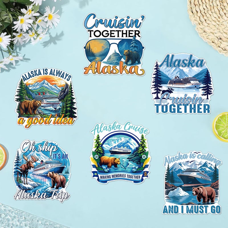 Wxiben Alaska Cruise Door Decorations Magnetic - Wxiben 6 Pcs Alaska Trip Cruise Door Magnets Alaskan Bear Reindeer Cruise Ship Door Decorations Magnets Stickers for Carnival Stateroom Cabin Party Decor - Image 3