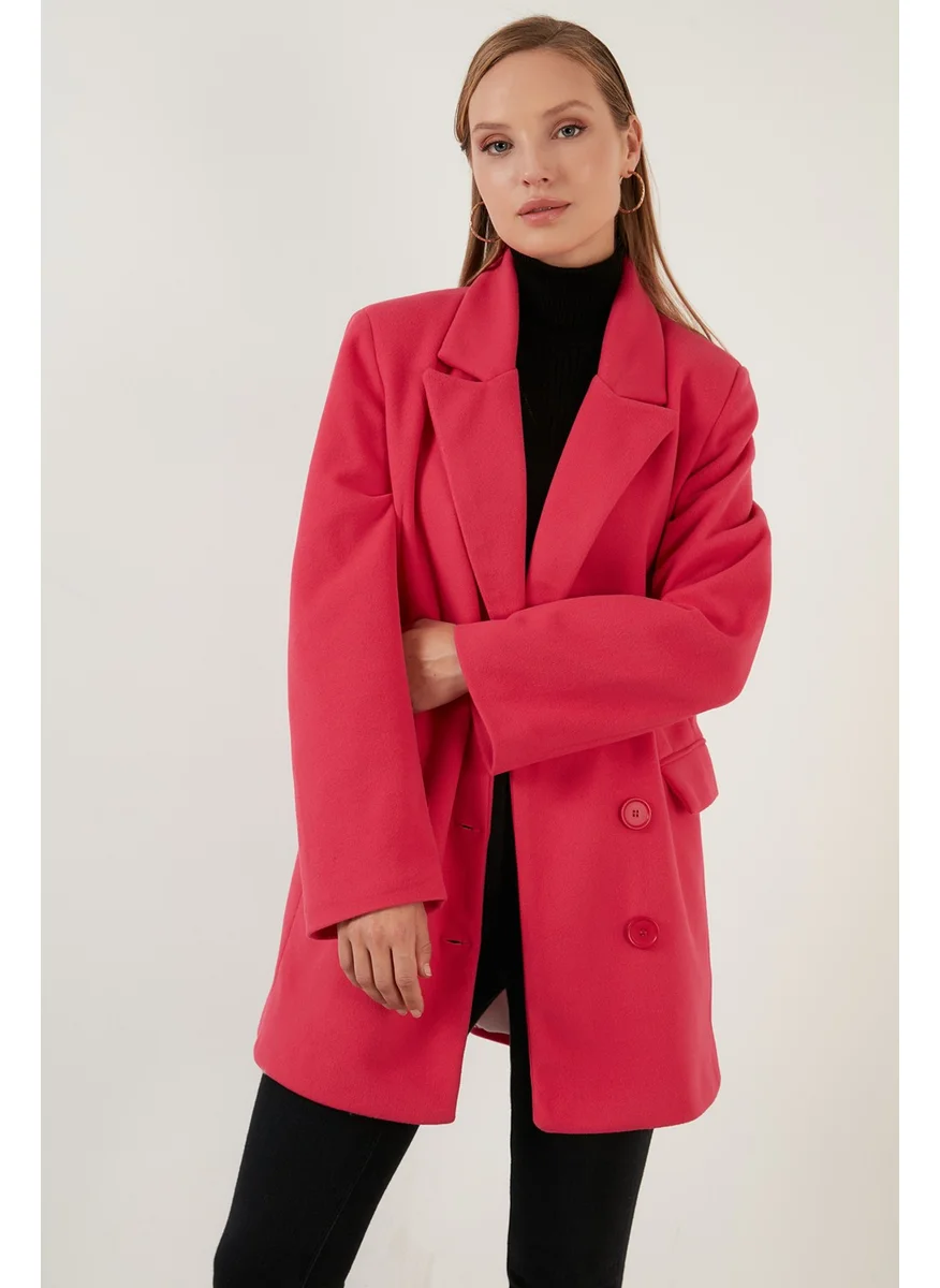 Lela Oversize Double Buttoned Long Coat with Pockets Women's Coat 6230058