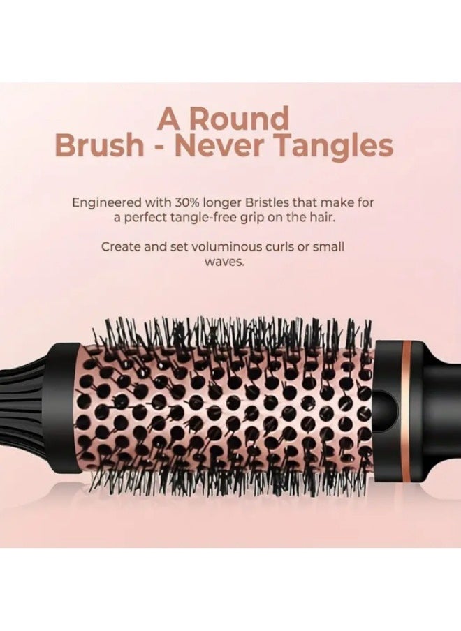 DOSCHER - Thermal Brush Curling Iron, 32mm Heated Curling Brush Ceramic Tourmaline Ionic Curling Iron for Curls and Straightening Dual-Use Volumizing Comb, Dual Voltage and LCD Display, 10 Temperature Settings - Image 1