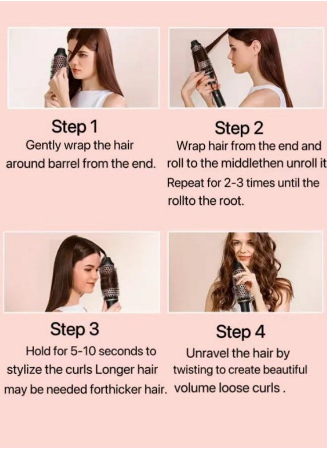 DOSCHER - Thermal Brush Curling Iron, 32mm Heated Curling Brush Ceramic Tourmaline Ionic Curling Iron for Curls and Straightening Dual-Use Volumizing Comb, Dual Voltage and LCD Display, 10 Temperature Settings - Image 1