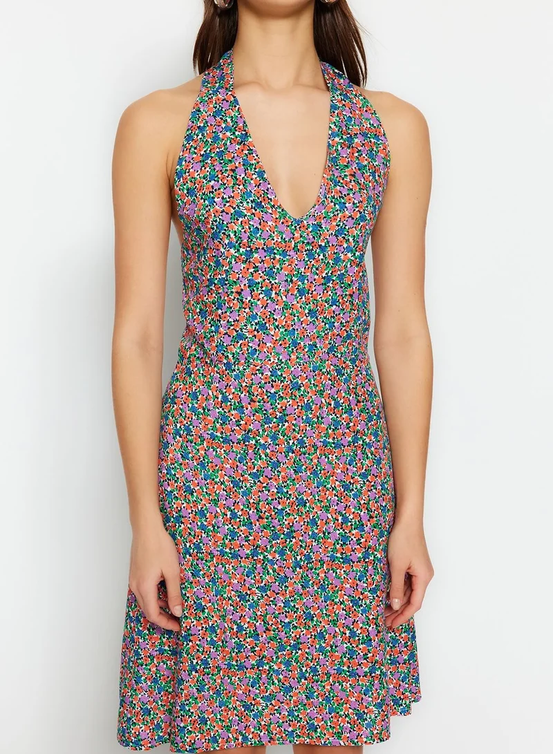 trendyol Floral Print Knitted Dress