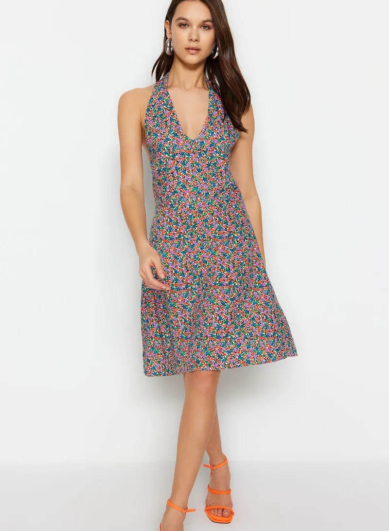 trendyol Floral Print Knitted Dress