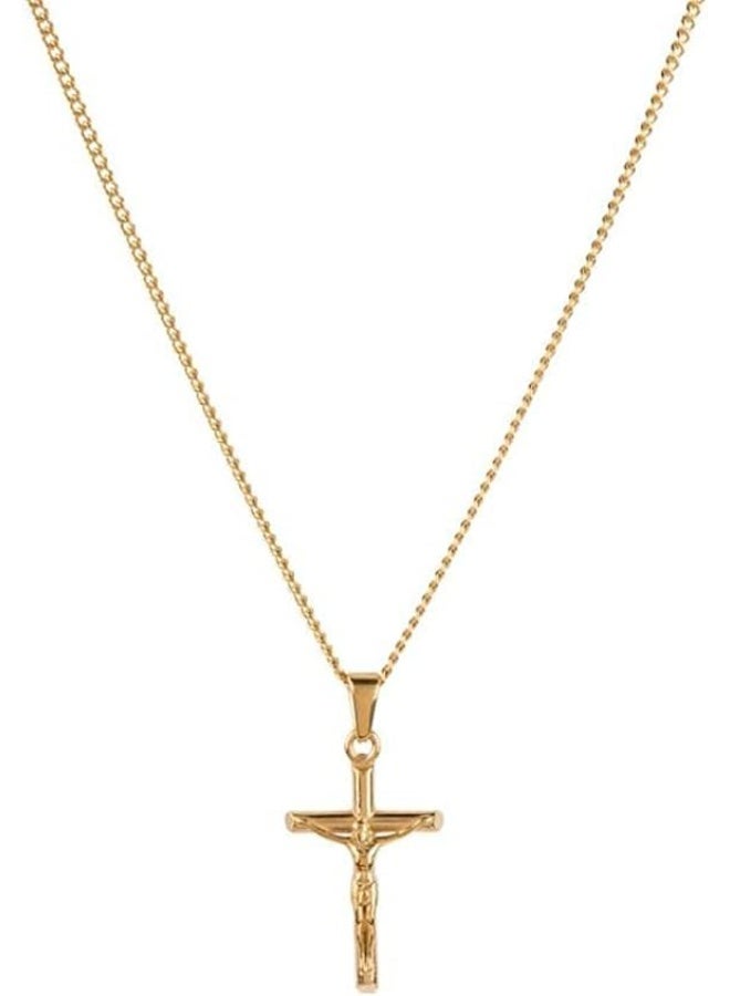 Store Crucifix Cross Necklace 18K Gold Plated 316L Stainless Steel 3MM Chain Necklace With Cross Pendant - Image 2