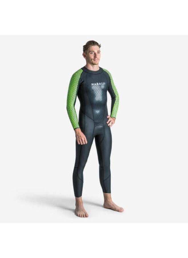NABAIJI Men’s open water swimming neoprene wetsuit - OWS 500 2/2 black green  - Image 1