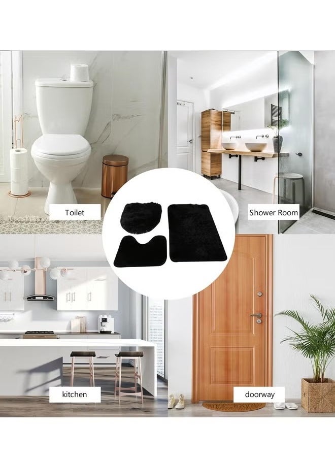 Reelyo - 3PCS Bathroom mats Toilet seat cover U-shaped carpet Non-slip soft mats Absorbent mats Bathroom carpet Seat cover carpet set - Image 1