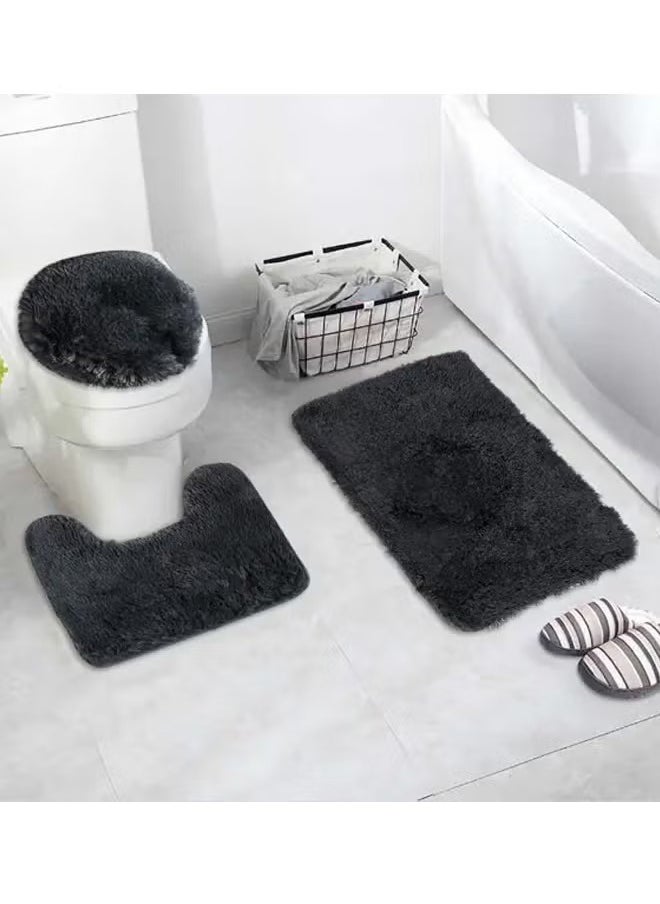 Reelyo - 3PCS Bathroom mats Toilet seat cover U-shaped carpet Non-slip soft mats Absorbent mats Bathroom carpet Seat cover carpet set - Image 1