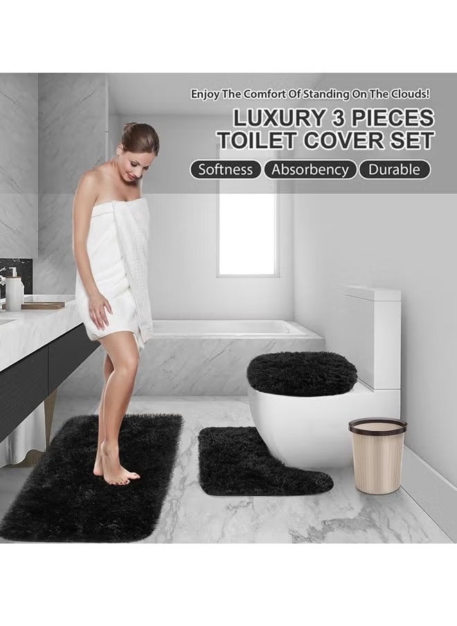 Reelyo - 3PCS Bathroom mats Toilet seat cover U-shaped carpet Non-slip soft mats Absorbent mats Bathroom carpet Seat cover carpet set - Image 1