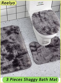 Reelyo 3PCS Bathroom mats Toilet seat cover U-shaped carpet Non-slip soft mats Absorbent mats Bathroom carpet Seat cover carpet set  - Image 1