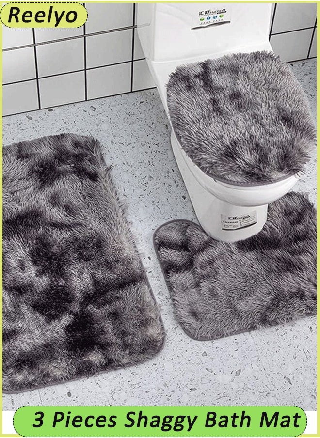 Reelyo - 3PCS Bathroom mats Toilet seat cover U-shaped carpet Non-slip soft mats Absorbent mats Bathroom carpet Seat cover carpet set - Image 1