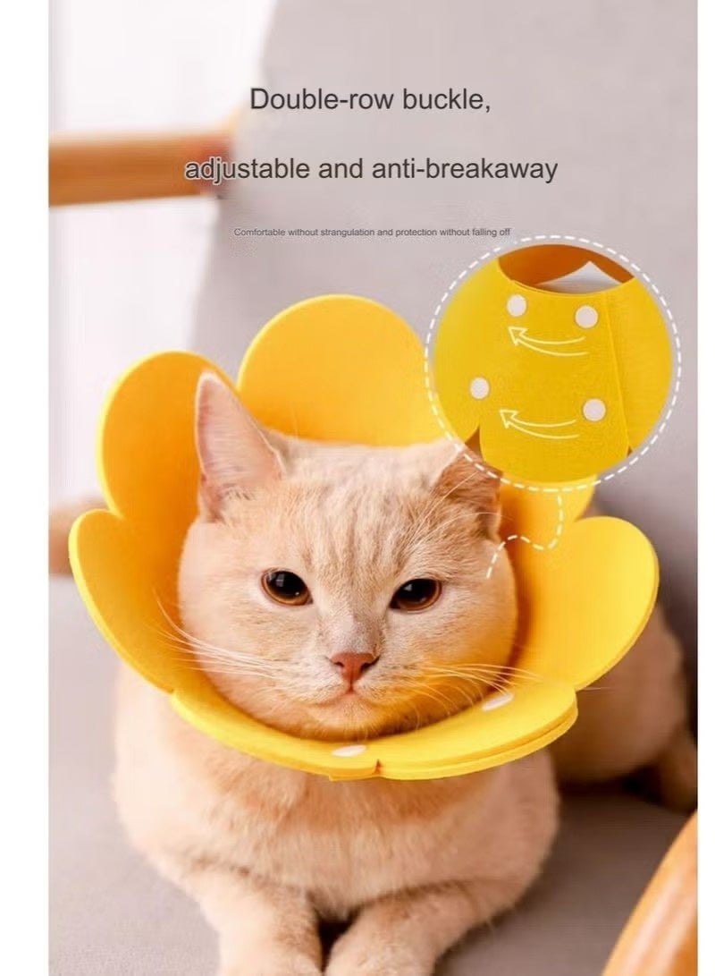 Cat and Dog Recovery Elizabeth Collar, Soft Adjustable Flower Cone for Wound Protection, Lightweight Pet E-Collar with Push Button Design - Image 4
