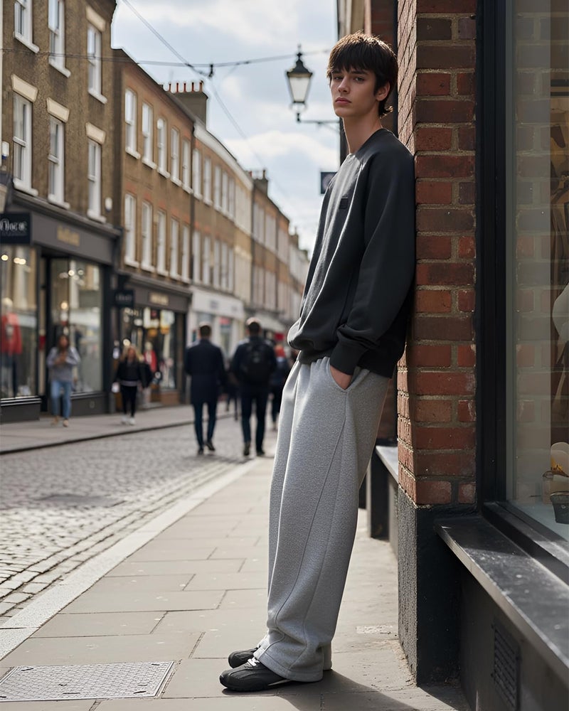 CANGHPGIN Mens Baggy Sweatpants Wide Leg Lounge Pants with Pockets, Loose Fit Cotton Sweat Pants for Men Casual Light Khaki - Image 3