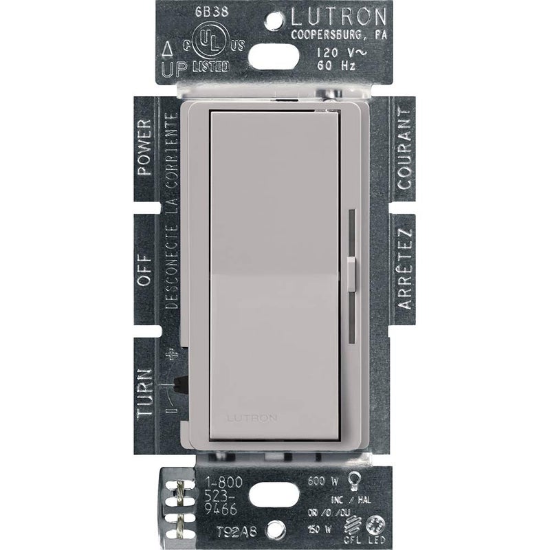 Lutron Diva LED+ Dimmer Switch for Dimmable LED, Halogen and Incandescent Bulbs, 150W/Single-Pole or 3-Way, DVCL-153P-GR, Gray Color (Wallplate sold separately ) - Image 1