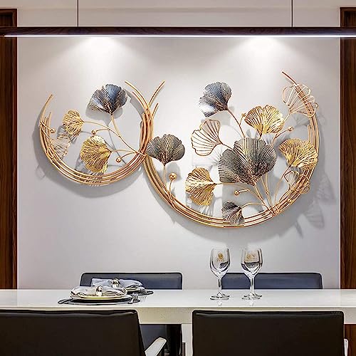 RIZIK STORE Metal Abstract Figures Wall Sculpture For Home Decor, Living Room & Bedroom (Double Moon) (44X27 Inches) - Image 1
