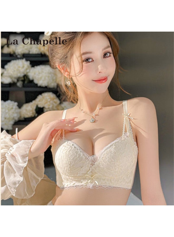 La Chapelle Lingerie Women Small Bust Push-up Anti-sagging Wireless Lace Bra Set