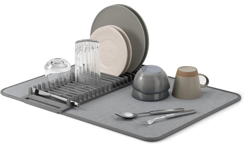 دراينج مات منشفة مواعين - مفرش برف تجفيف الأطباق - مفرش بمنظم اطباق وتجفيف الاطباق بعد الغسيل - ف تجفيف الأطباق وسجادة تجفيف الأطباق في منتج واحد - فوطة مطبخ فائقة الامتصاص مع منظم أطباق قابل للطي ورف تجفيف - منظم اطباق - رف تجفيف الاطباق من البلاستيك والمايكروفايبر مع رف اطباق لتزيين الطاولة، لوازم المطبخ المنزلية ( مطبقية فى منشفة ) - الدراينج مات للمطبخ - منشفة مواعين مع منظم للاطباق - منظم ومجفف لاطباق المواعين - Image 1