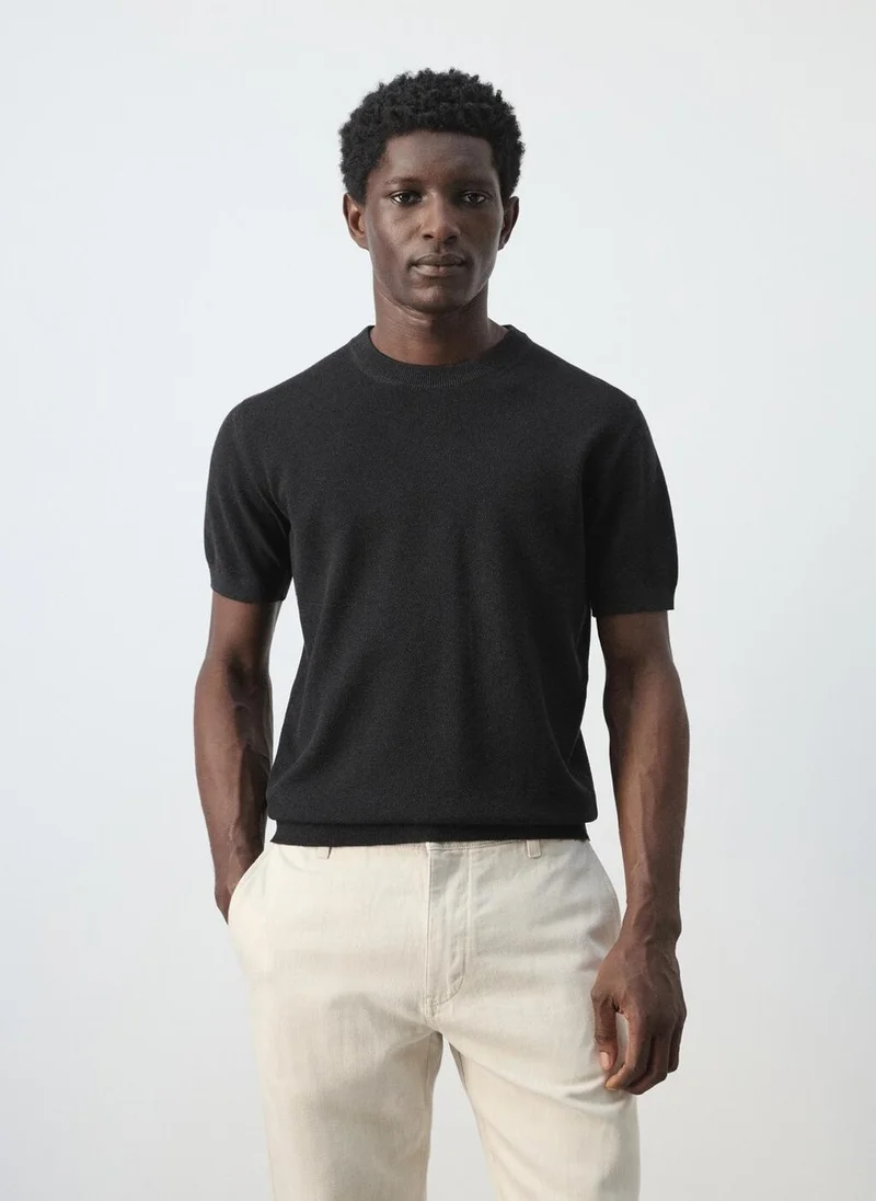 Mango Man Cotton fine-knit t-shirt