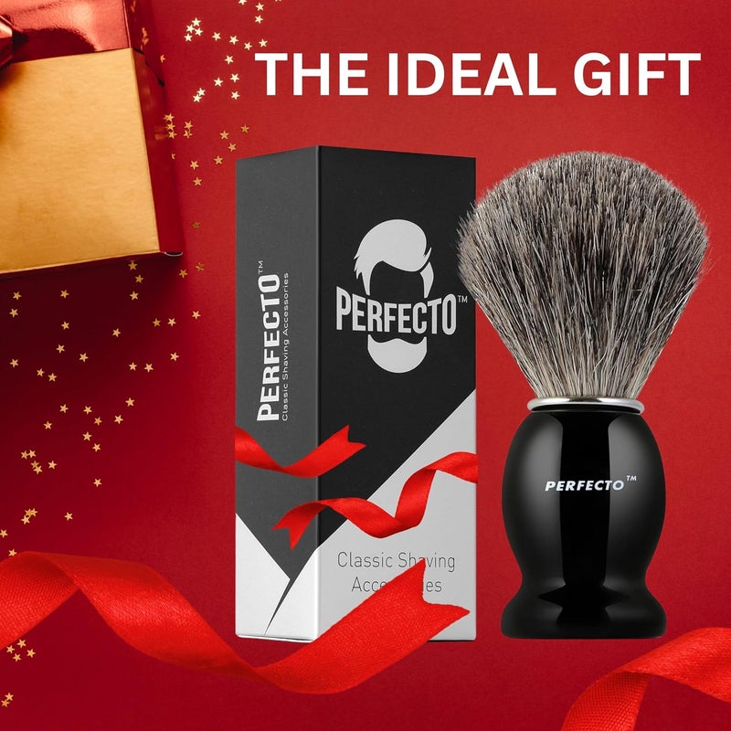 Perfecto 100% Pure Badger Shaving Brush-Black Handle - Image 2