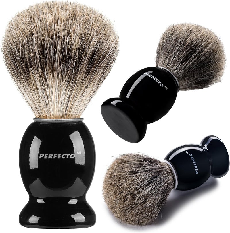 Perfecto 100% Pure Badger Shaving Brush-Black Handle - Image 1