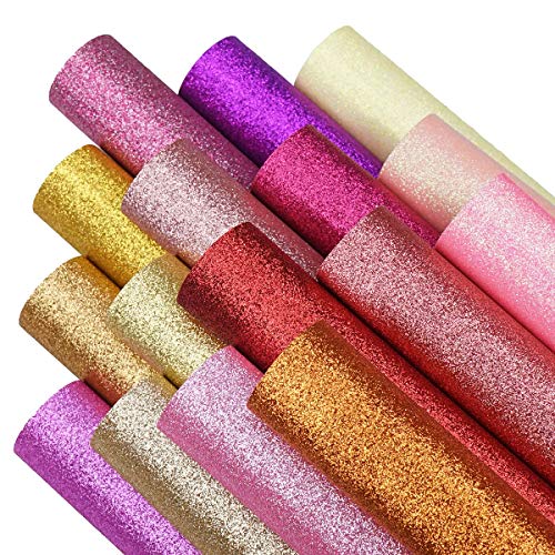 Litchi 16 Colors 8x12 Inches Fine Glitter Faux Lather Canvas Sheets for Hair Bows, Earring, Keyfobs - Image 1