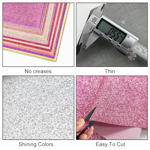 Litchi 16 Colors 8x12 Inches Fine Glitter Faux Lather Canvas Sheets for Hair Bows, Earring, Keyfobs - Image 5