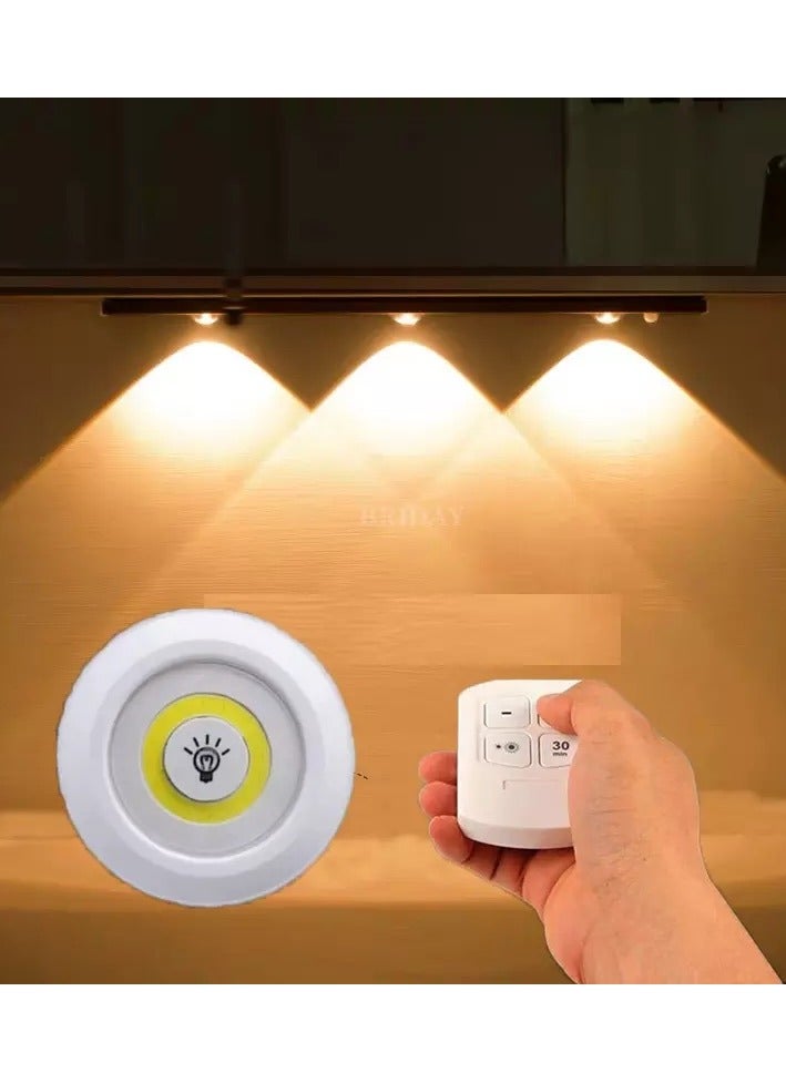 مجموعة من 3 مصابيح سطوع LED لاسلكية قابلة للتعديل مع جهاز تحكم عن بعد - Image 1