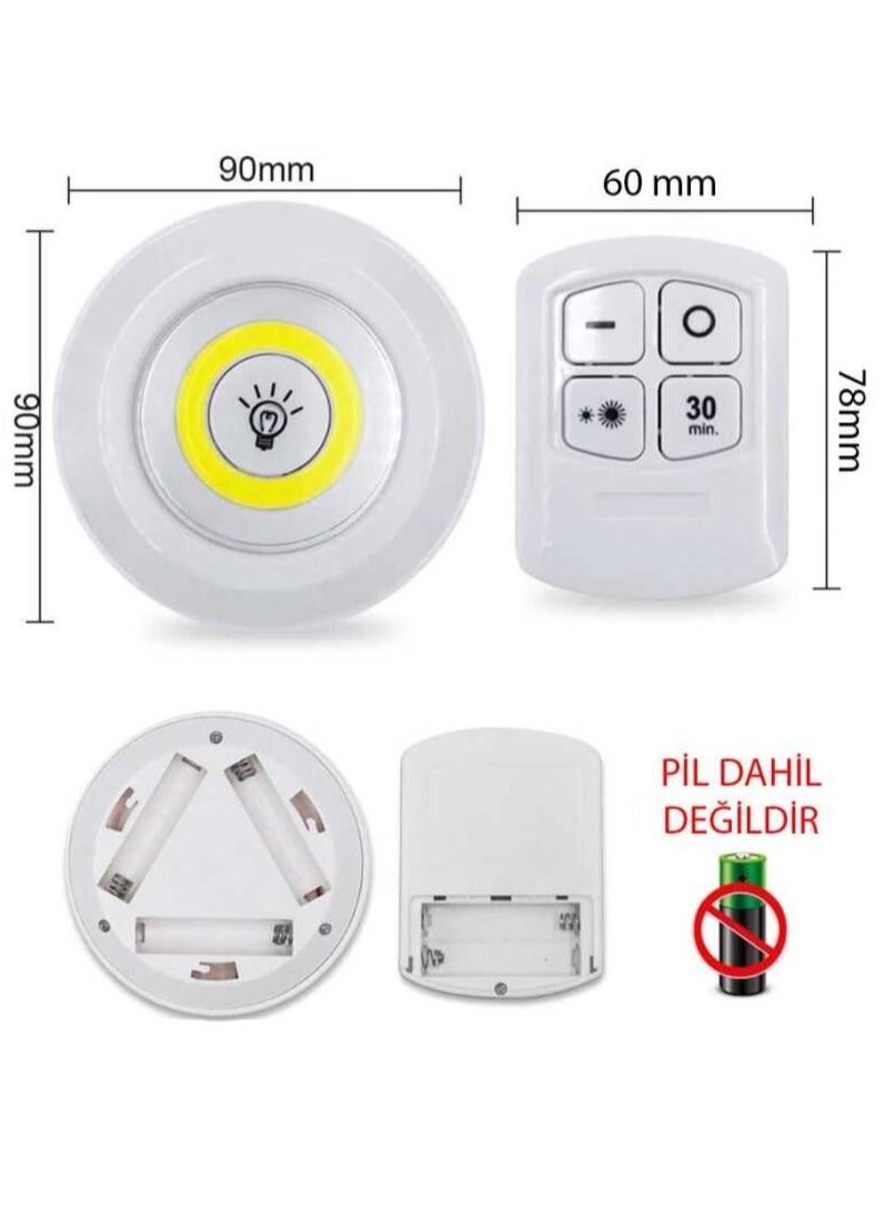 مجموعة من 3 مصابيح سطوع LED لاسلكية قابلة للتعديل مع جهاز تحكم عن بعد - Image 4