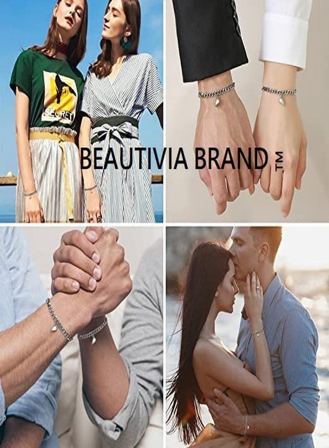 BEAUTIVIA Magnetic Couple Bracelets, 2 Pcs Adjustable Cuban link Chain Magnetic Heart Hand In Hand Bracelets Stainless Steel Matching Promise Best friend, Couples Bracelets for Friendship Love Boyfriend Girlfriend Women Men Gifts - Image 4