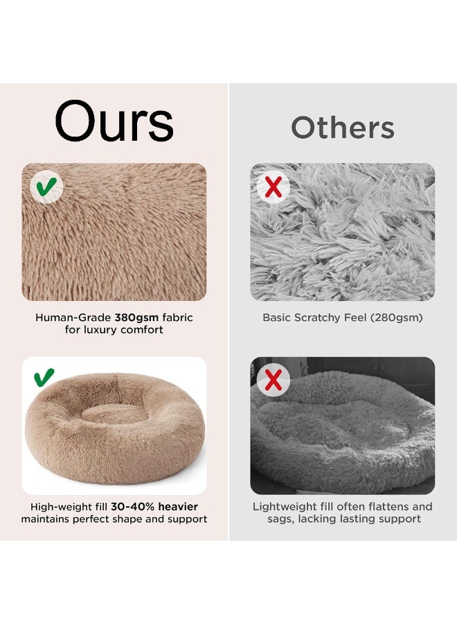 MAMATOONS Pet Bed 50cm Plush Round Calming Cat Bed Soft Fluffy Donut Shape Bed Non-Slip Bottom Washable for Cats and Small Dogs - Image 3