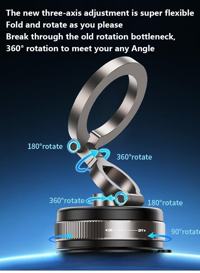 general Vacuum Magnetic Suction Cup Phone Mount 360° Rotation Base HandsFree Adjustable Magnetic Car Phone Holder Magnetic Phone Holder Suitable for Car/Gym/Mirror/Smooth Surface - Image 3