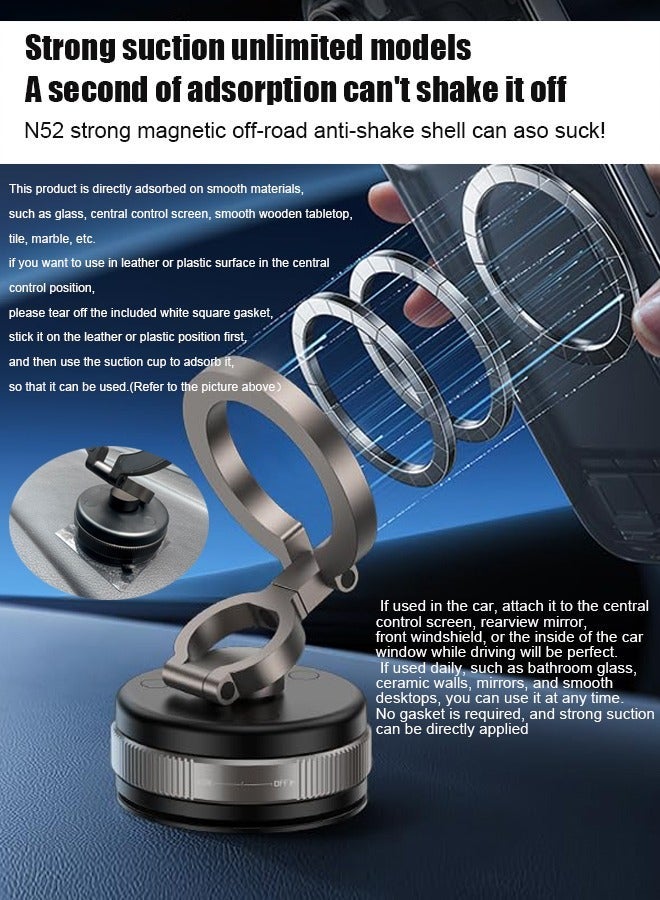 general Vacuum Magnetic Suction Cup Phone Mount 360° Rotation Base HandsFree Adjustable Magnetic Car Phone Holder Magnetic Phone Holder Suitable for Car/Gym/Mirror/Smooth Surface - Image 2
