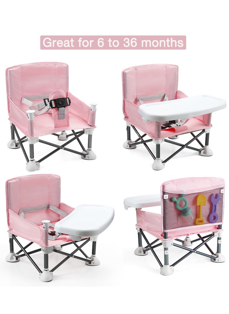 Bebiland Portable Children's Dining Chair, Removable Baby Seat Travel,  Beach Booster Seat Compact Fold with Straps for Indoor/Outdoor Use (Pink)  - Image 3