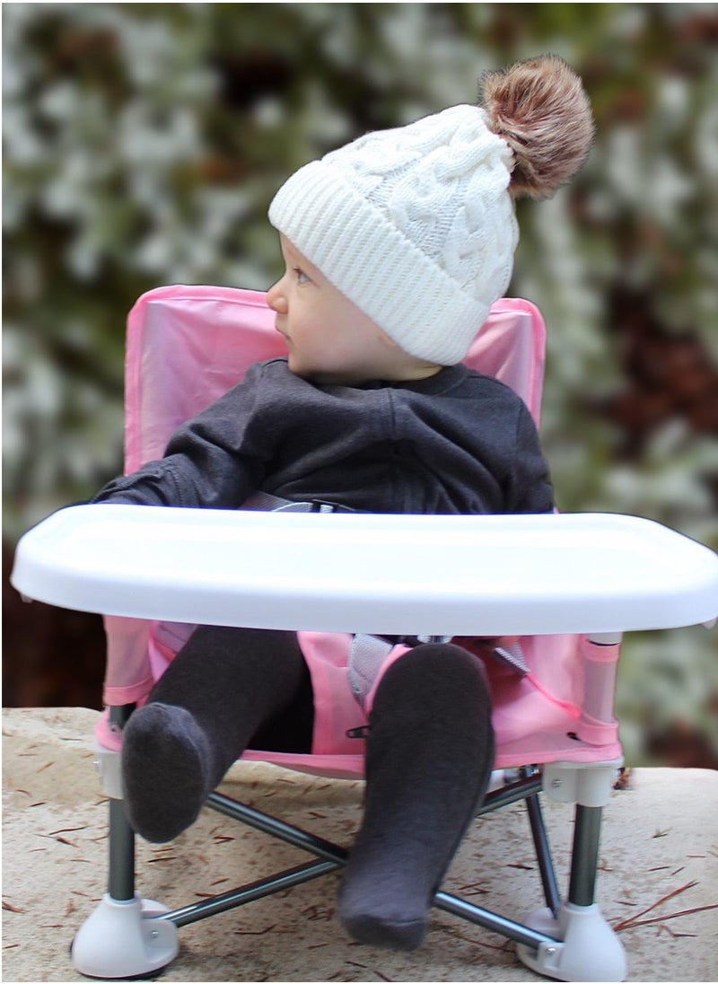 Bebiland Portable Children's Dining Chair, Removable Baby Seat Travel,  Beach Booster Seat Compact Fold with Straps for Indoor/Outdoor Use (Pink)  - Image 4