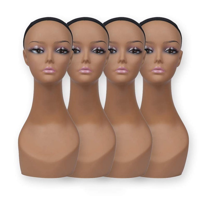 L7 MANNEQUIN L7 Mannequin 4 Pcs Lifelike Female Plastic Mannequin Head Wig Stand Realistic Wig Display Head Props 