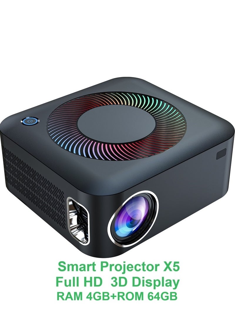Xnano Smart Projector X5 Full HD Portable Projector 1080P 4K HDR10+Technology / 3D Display / 400Ansi / Unique Speaker Cavities / Multiple Compatible Interfaces HD: Game Machine, TV Box, Laptop; USB: Mouse, Keyboard, U-disk; Earphone: Earphone, Audio Device, Speaker; Ethernet: Network Cable / RAM 4GB+ROM 64GB - Image 1