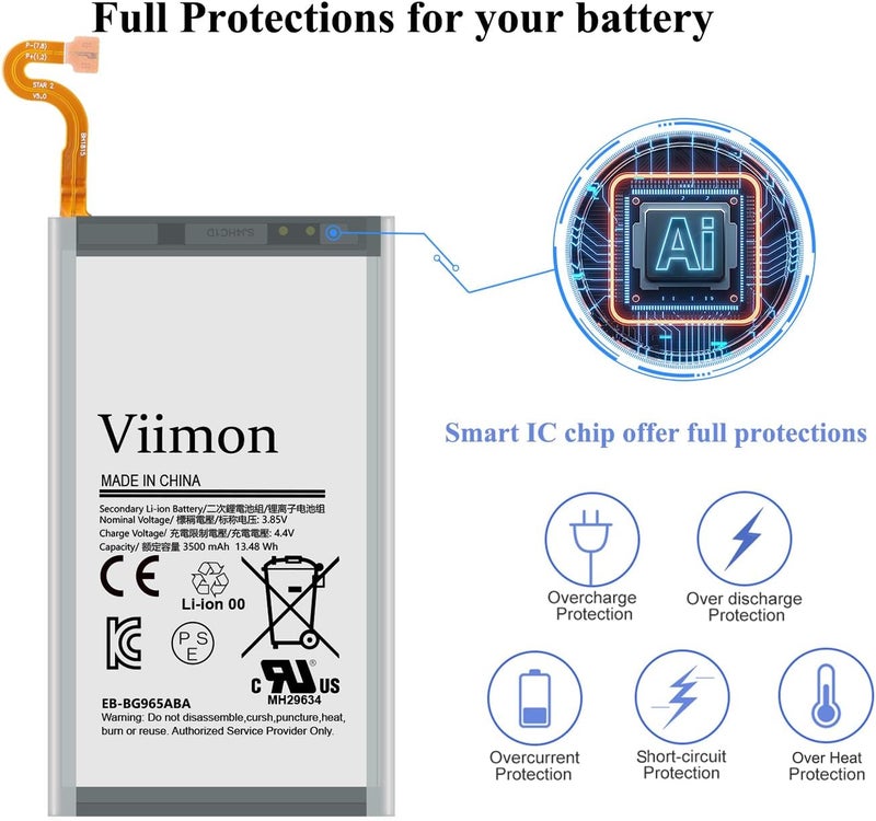 Viimon أطقم استبدال بطارية S9 Plus (محدثة جديدة) لجهاز سامسونج جالاكسي S9 Plus SM-G965U جميع الطرازات مع لاصق وأدوات إصلاح, - Image 3