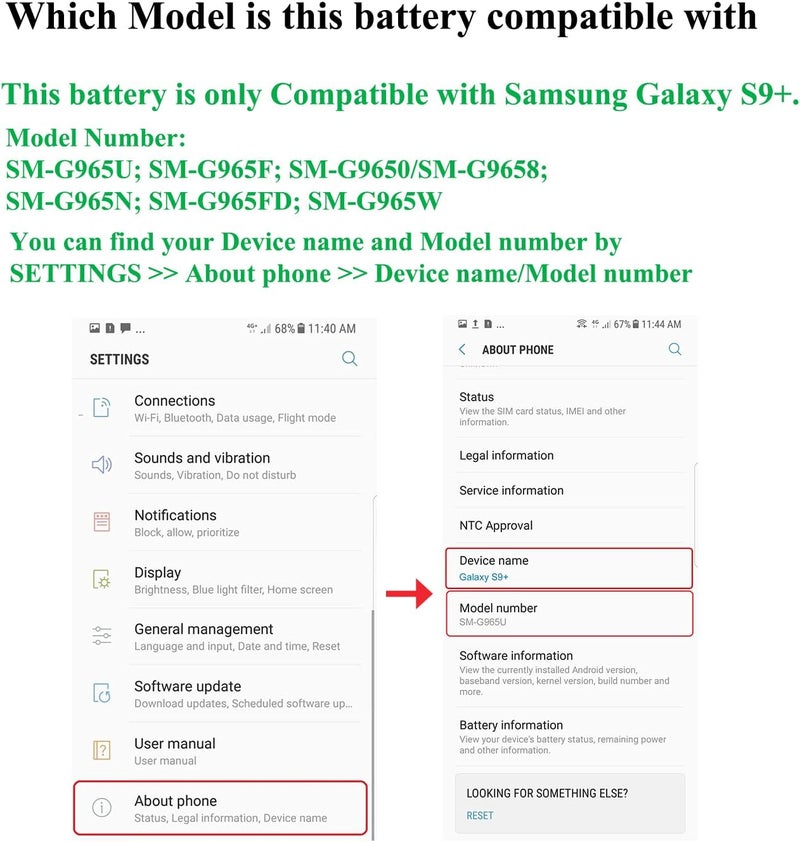 Viimon أطقم استبدال بطارية S9 Plus (محدثة جديدة) لجهاز سامسونج جالاكسي S9 Plus SM-G965U جميع الطرازات مع لاصق وأدوات إصلاح, - Image 2