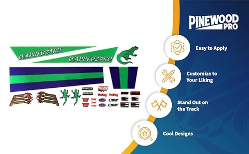 Pinewood Pro Leaping Lizard Decals | Sticker Sheet for customizing Your Derby car | Easily Cut, Peel, and Apply Decals | Super Quick Way to Amplify The Look of Your Derby Racing car - Image 2