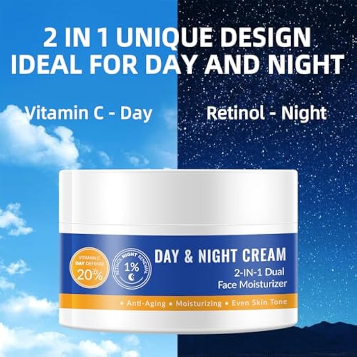 IREV كريم الريتينول وفيتامين سي، مرطب للوجه، مرطب للوجه 2 في 1 نهاراً وليلاً، مرطبات يومية، مرطب وجه مرطب للبشرة الجافة، مرطب خفيف الوزن 3.53 أونصة - Image 4
