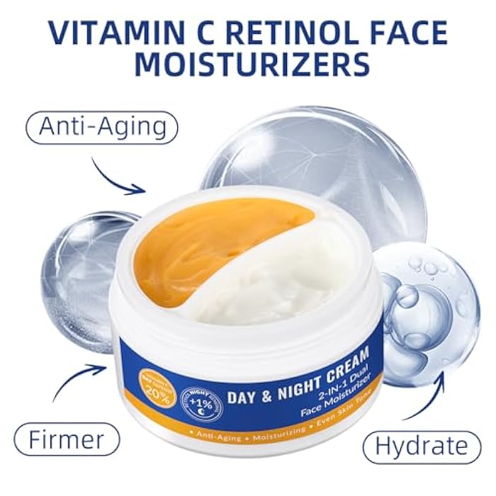 IREV كريم الريتينول وفيتامين سي، مرطب للوجه، مرطب للوجه 2 في 1 نهاراً وليلاً، مرطبات يومية، مرطب وجه مرطب للبشرة الجافة، مرطب خفيف الوزن 3.53 أونصة - Image 5