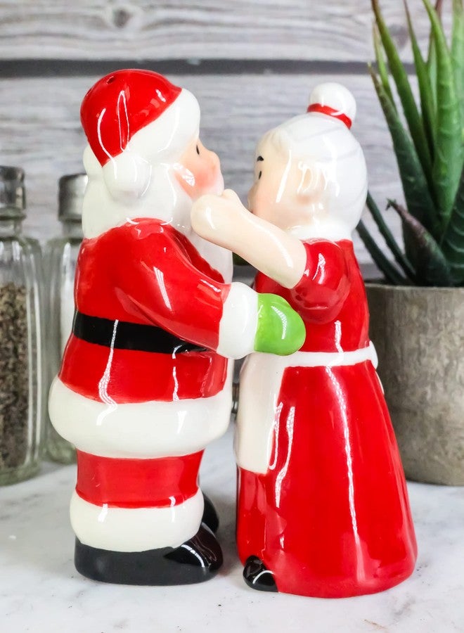 Ebros Gift Ebros 'Tis The Season Dancing Mr And Mrs Santa Claus Christmas Couple Magnetic Salt And Pepper Shakers Set Ceramic Figurines Party Kitchen Tabletop Collectible Prop Jolly Holiday Decorative - Image 1