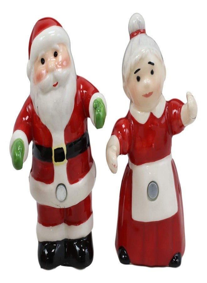 Ebros Gift Ebros 'Tis The Season Dancing Mr And Mrs Santa Claus Christmas Couple Magnetic Salt And Pepper Shakers Set Ceramic Figurines Party Kitchen Tabletop Collectible Prop Jolly Holiday Decorative - Image 3