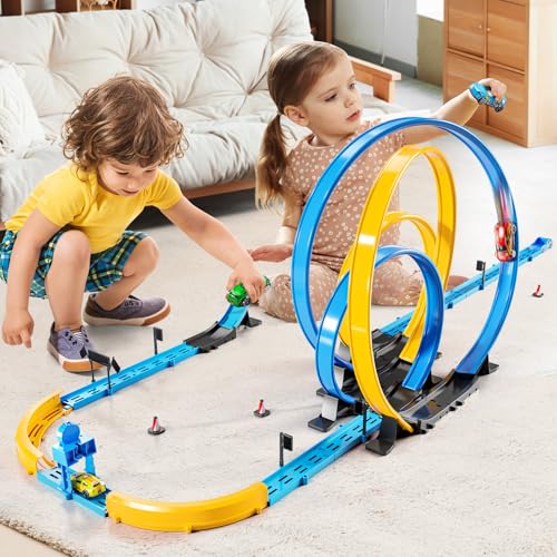 MSKOLER Car Race Track Sets for Kids 3 4 5 6 7 8 9 Years Old  Toy Car Track Set for Boys 35 68 812 Racing Game with 4 Small Cars Boys Toy Gifts for Girls 38 - Image 5