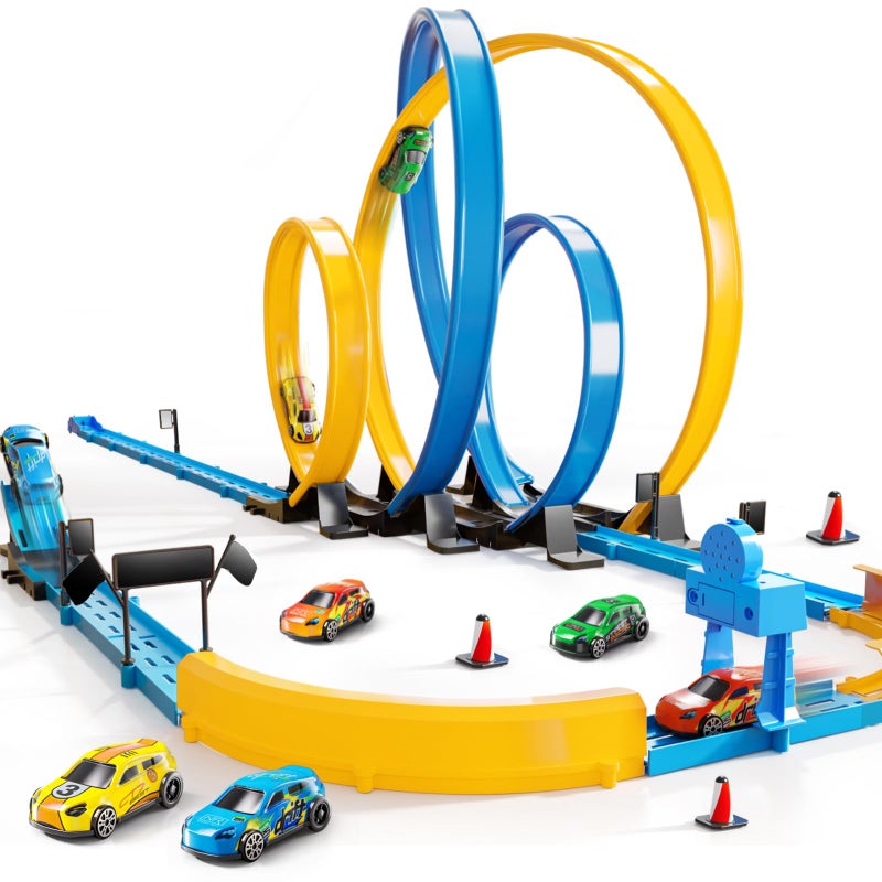 MSKOLER Car Race Track Sets for Kids 3 4 5 6 7 8 9 Years Old  Toy Car Track Set for Boys 35 68 812 Racing Game with 4 Small Cars Boys Toy Gifts for Girls 38 - Image 3