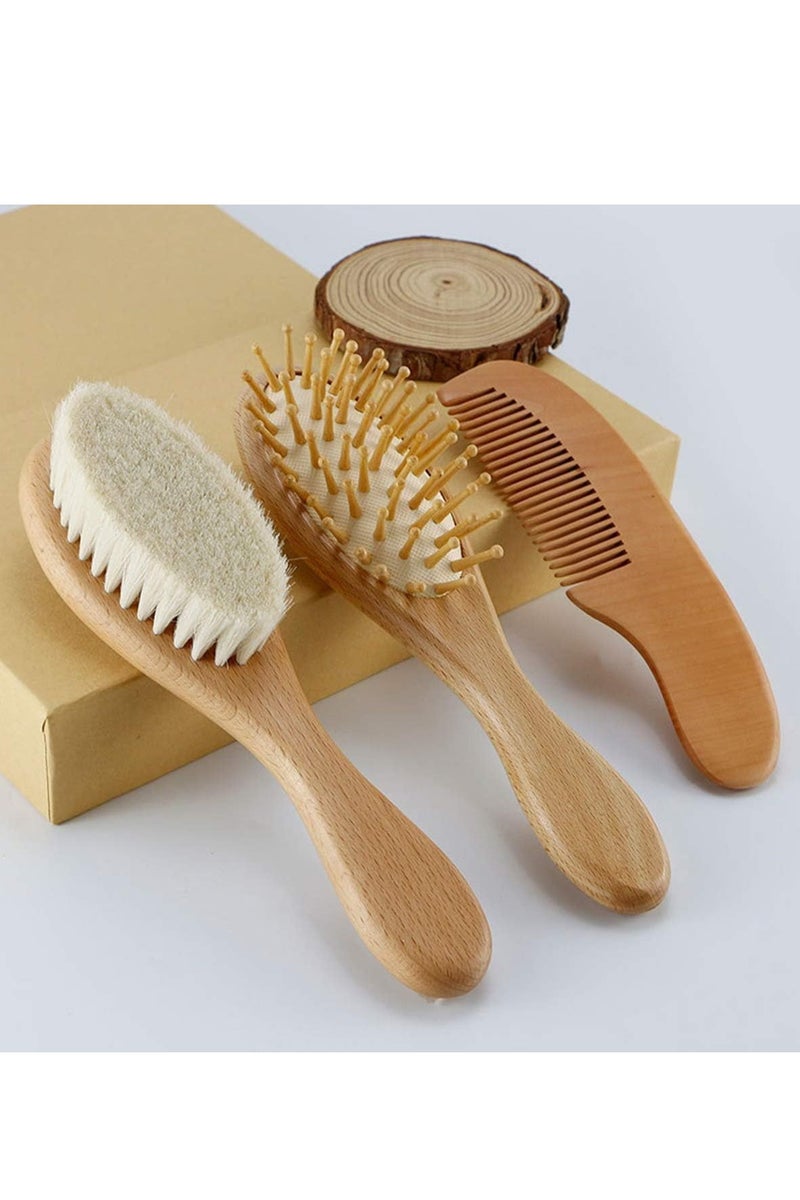 سوفام الطفل الشعر بوش ومشط -الطبيعة لوتس الخشب مع الماعز الكمثرى اللين مشط الخشب - Image 1