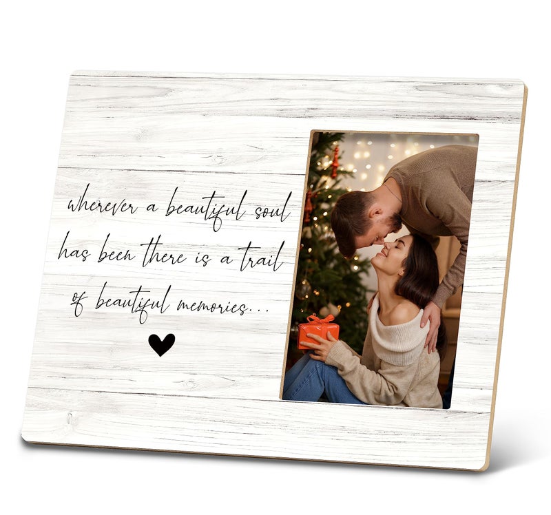 SRADMO Sympathy Picture Frame 10x8 Wooden Tabletop - Memorial, Remembrance Bereavement Gifts, 'Wherever a Beautiful Soul Has Been There is a Trail' - Image 1