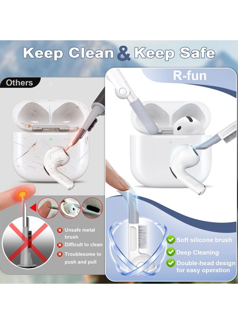 Soft Silicone Protective Case Cover for AirPods 4 with Cleaner Kit and Keychain，Compatible with Latest Apple Airpods 4, Light Grey