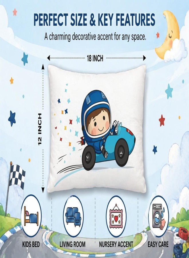 VLYSIUM Kids Pillow Pack of 2, 12x18 Inch Soft Polyester Fabric, Cute Cartoon Prints (Racing Car Baby Driver + Elephant & Giraffe Jungle), Baby Pillow for 1–5 Years, Neck Support Cushion Set - Image 4