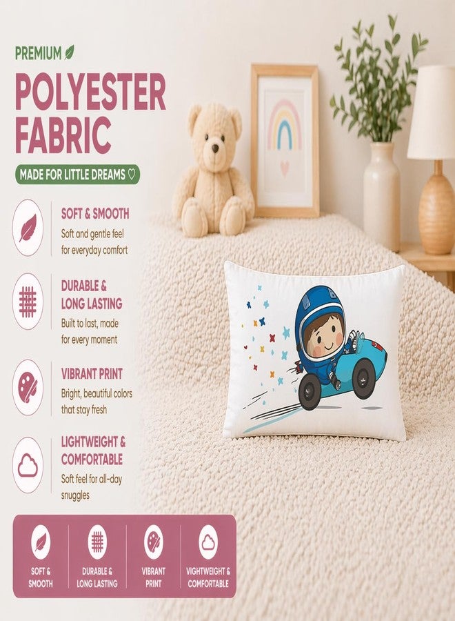 VLYSIUM Kids Pillow Pack of 2, 12x18 Inch Soft Polyester Fabric, Cute Cartoon Prints (Racing Car Baby Driver + Elephant & Giraffe Jungle), Baby Pillow for 1–5 Years, Neck Support Cushion Set - Image 5