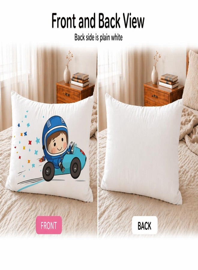 VLYSIUM Kids Pillow Pack of 2, 12x18 Inch Soft Polyester Fabric, Cute Cartoon Prints (Racing Car Baby Driver + Elephant & Giraffe Jungle), Baby Pillow for 1–5 Years, Neck Support Cushion Set - Image 3